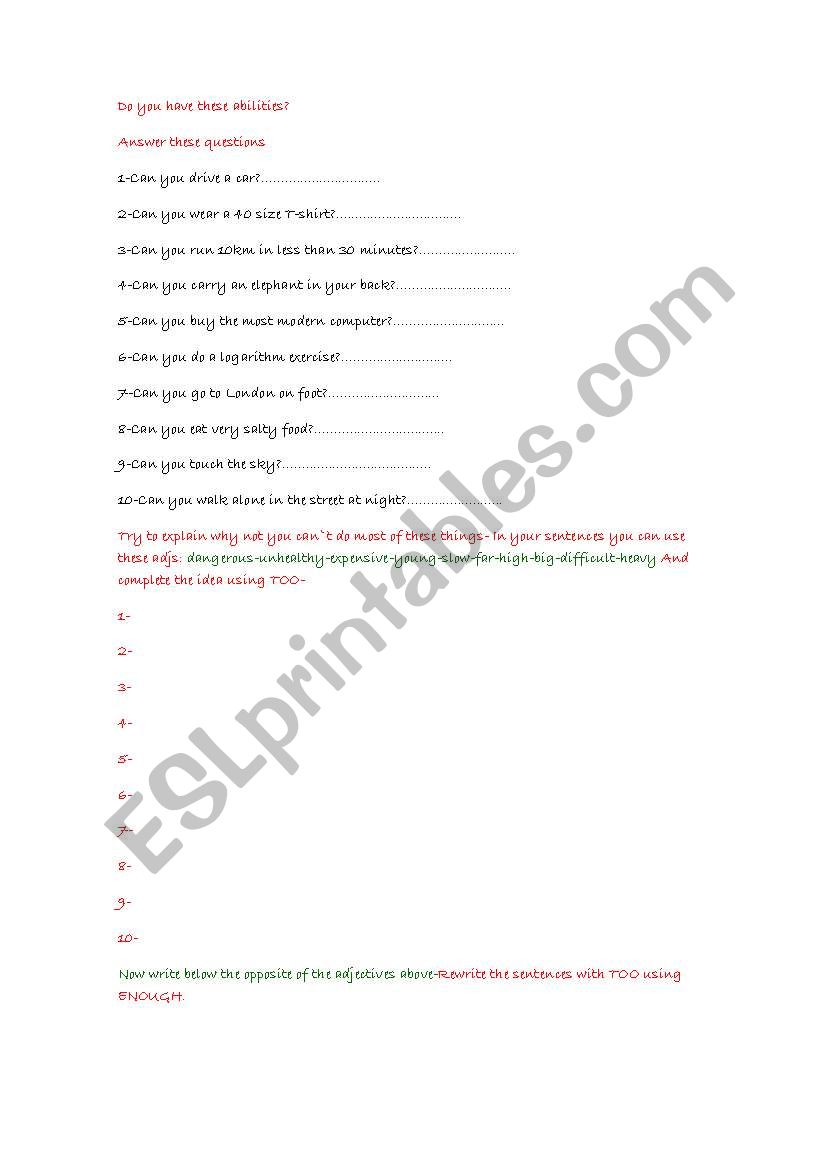 let`s check our abilities worksheet